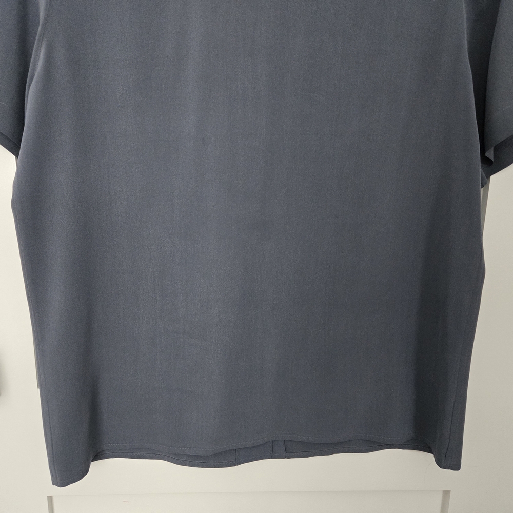 Vintage Preview Collection Blue/Grey Blouse with Cream Lace Collar 100% Silk - Picture 9 of 11